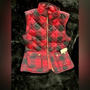 St. John's Bay Red and Black Plaid Vest
